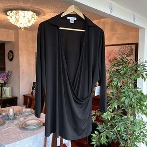 3 for $30 💖Liz Claiborne NWT Size 2X Black Cross Bodice Shirt with collar